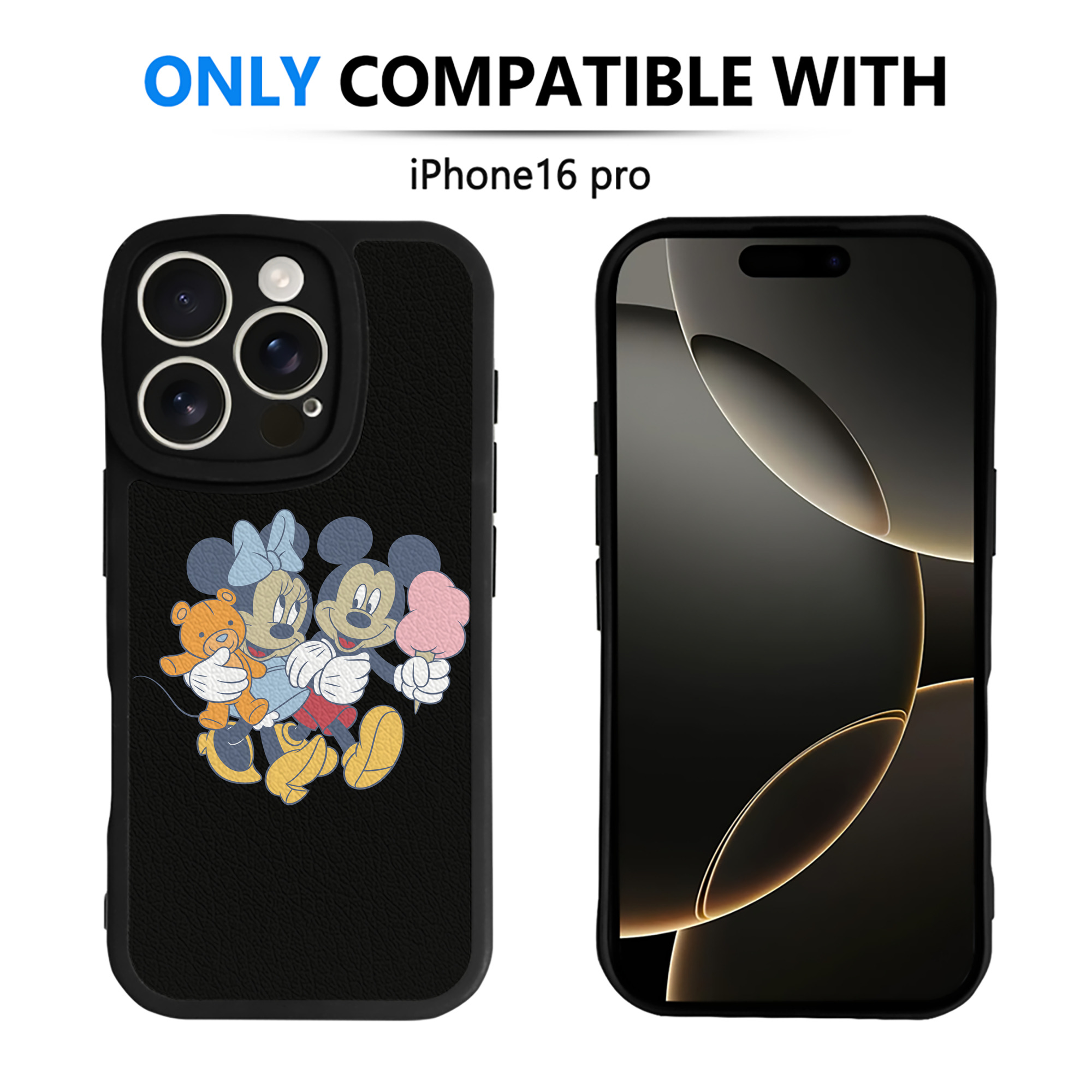 （画像用） ミッキーマウス Mickey Mouse 【iPhone 16シリーズ対応】シリコンスマホケース（レザー調） 材質：シリコン
